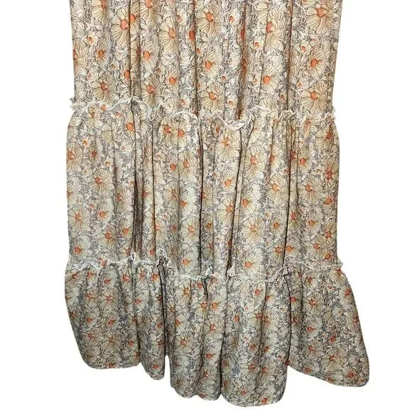 Catch Stitch Maxi Floral Tiered Maxi Midi Dress Large - Picture 7 of 8